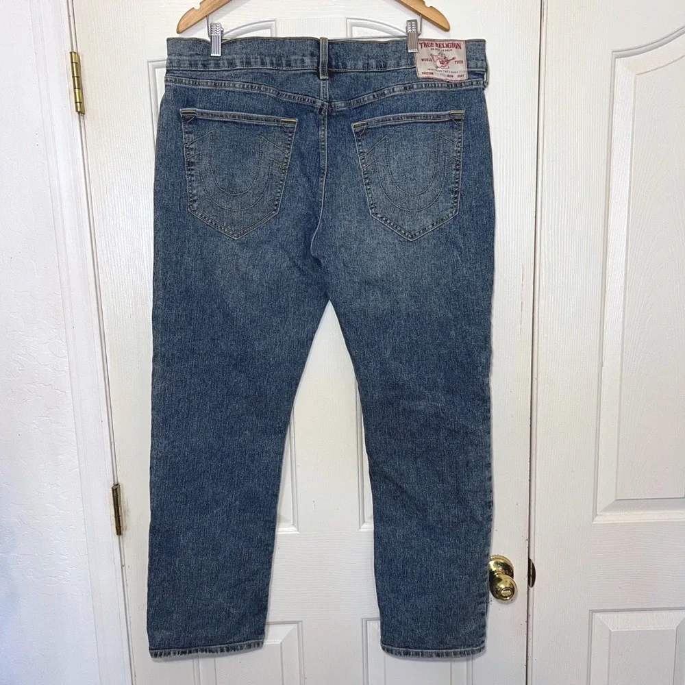 True Religion Ricky Relaxed Straight Jeans Mens 40 Medium Wash Blue Denim